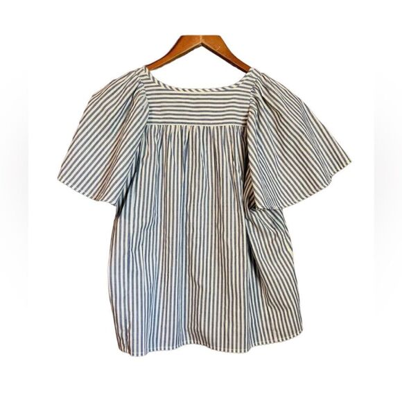 Madewell courtyard flutter-sleeve top in stripe - Picture 9 of 12